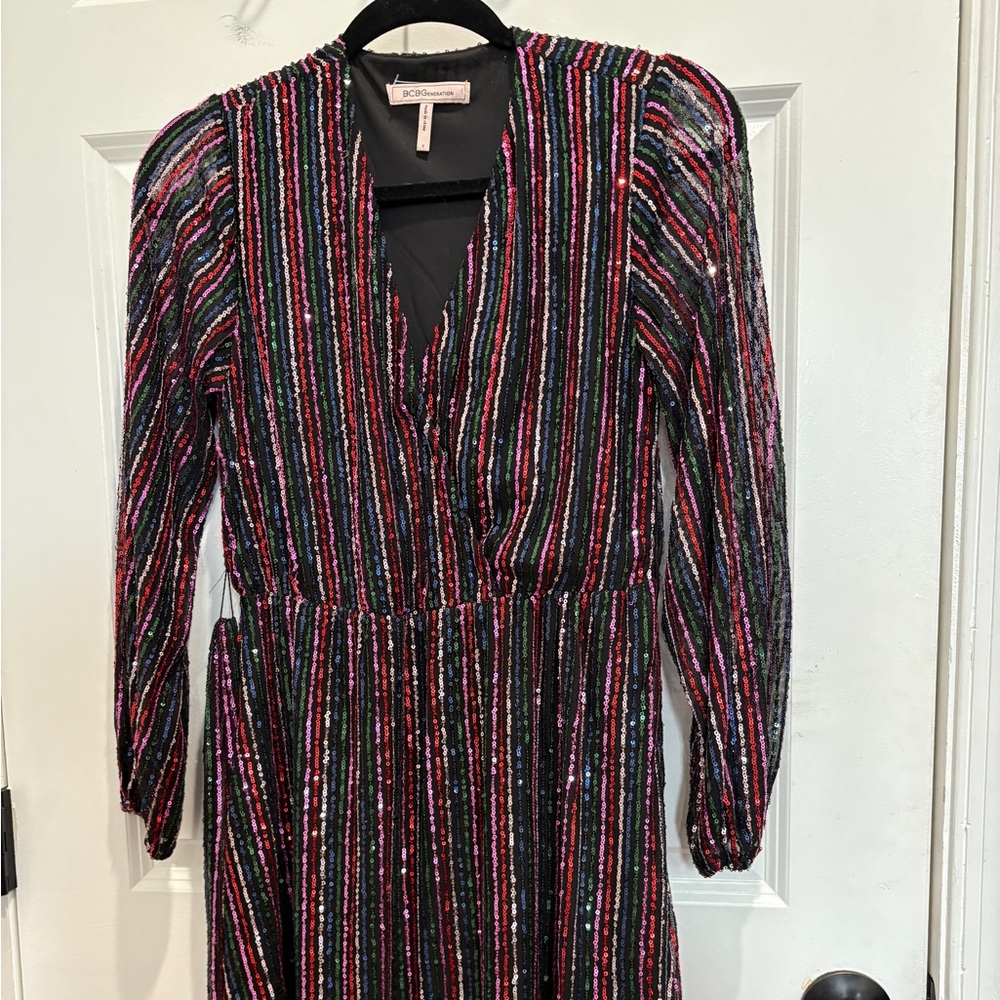 love, Fire Vibrant Sequin Long Sleeve Dress